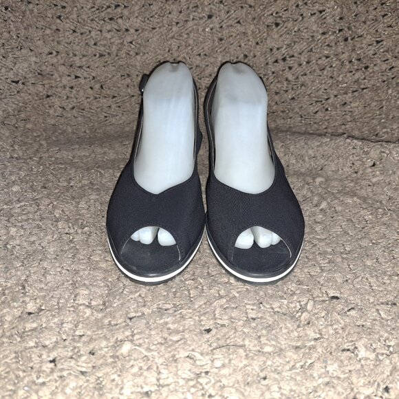 BRUNATE-Bungalow-Fabric Slingback Cork Wedge-Peep Toe-Sz 38.5-Near Mint - Picture 3 of 8